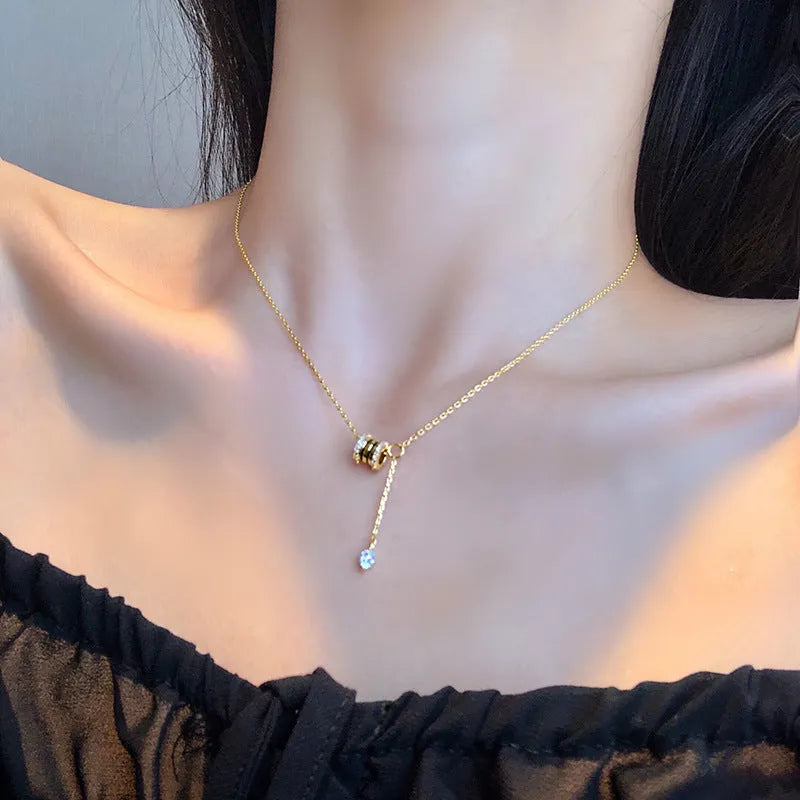 Gold plated copper choker necklace, 38 cm with 5 cm extension chain, Korean style short necklace