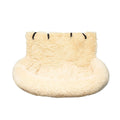 Beige and dark grey winter thermal pet car mats showing raised edge design, in two sizes for vehicle use.