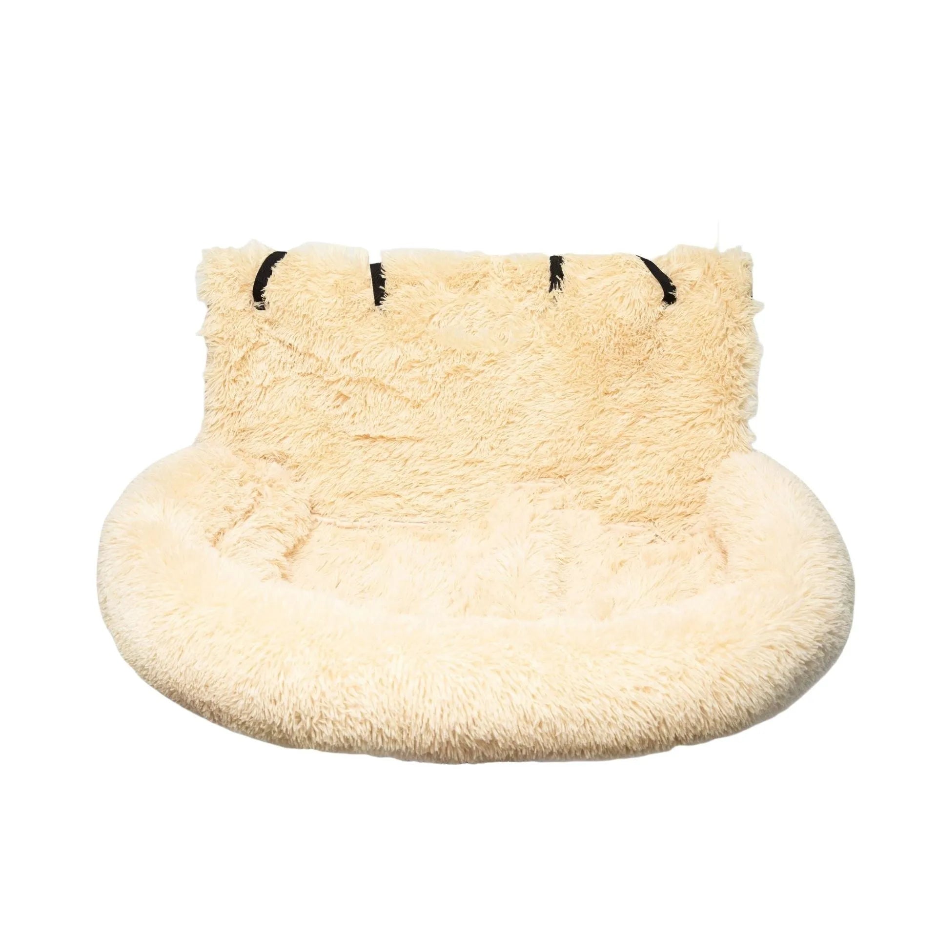 Beige and dark grey winter thermal pet car mats showing raised edge design, in two sizes for vehicle use.
