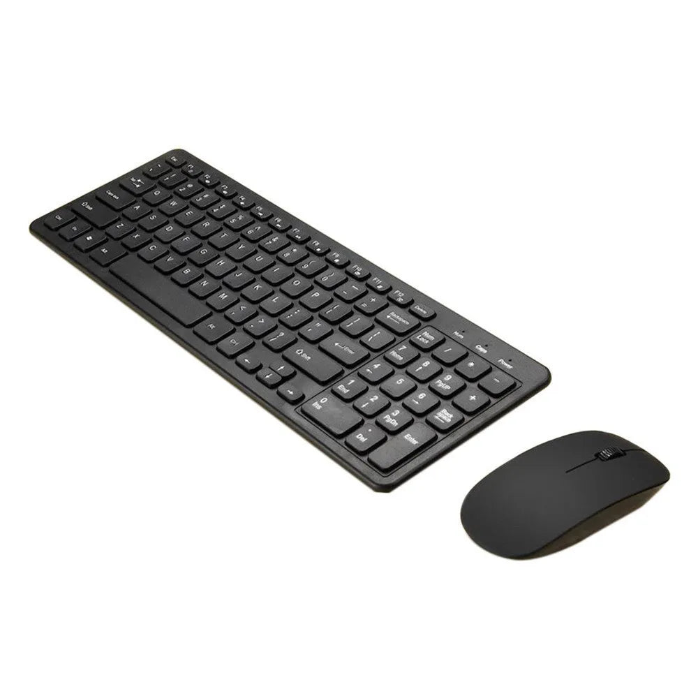 Wireless keyboard and mouse set in black, white, pink, or blue colours with USB micro receiver