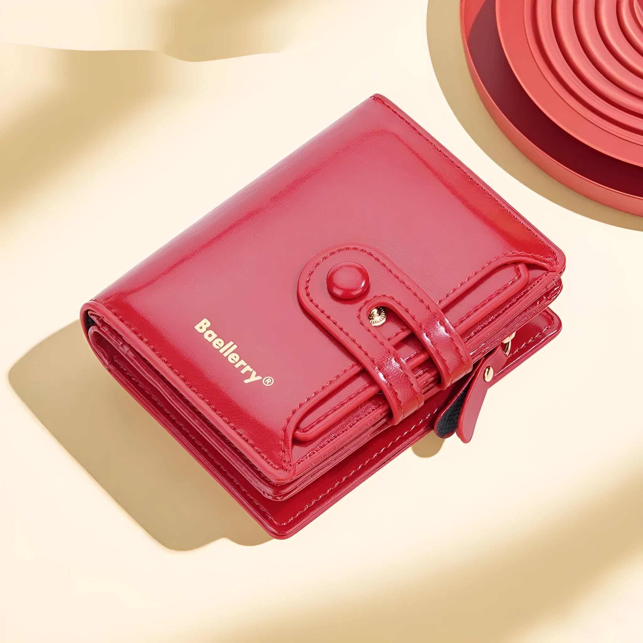 Women's PU leather card holder wallet shown in available colours including black, white, blue, red, green, brown, pink and orange
