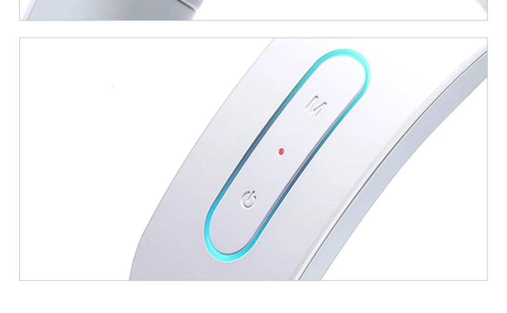 White electric acupressure handheld massager for back neck and shoulder pain relief.