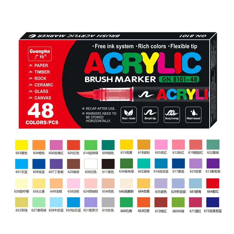 Set of acrylic paint marker pens with soft tips for graffiti and hand painting art