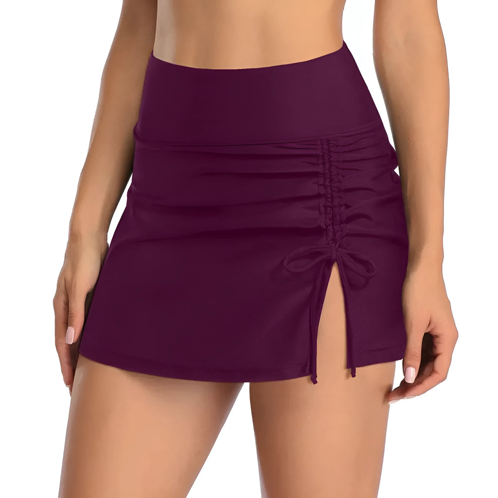 Women's solid colour lace fashion swimming trunks in polyester fibre