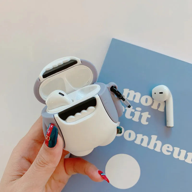 Silicone shark design cover for Apple AirPods 1 and 2 wireless earphones