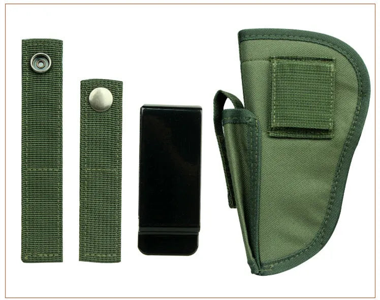 Green nylon outdoor tactical universal holster 10.5 x 19 cm for right-hand draw