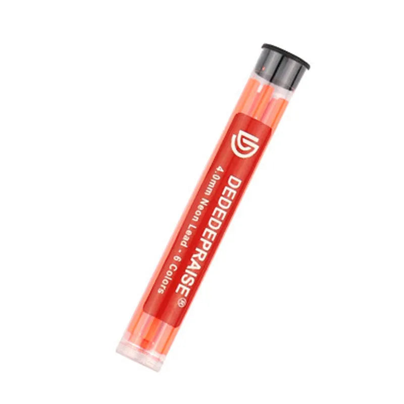 4.0mm mechanical drawing pencil with colour leads in yellow, orange, blue, green, and rose red shades