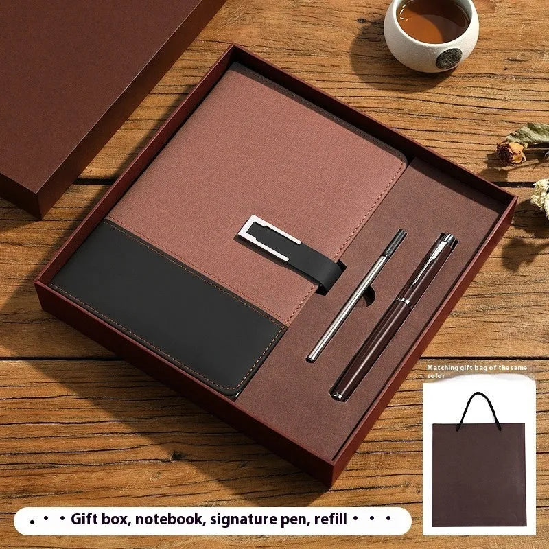 A5 soft PU leather notebook in brown, black, green, blue, or red, showing wood-free paper inside.