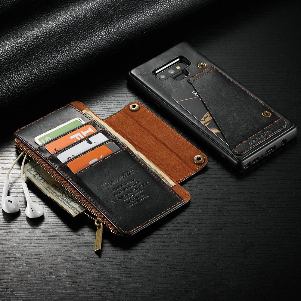 Leather flip phone case for Samsung Galaxy Note 9 with card slots and magnetic closure