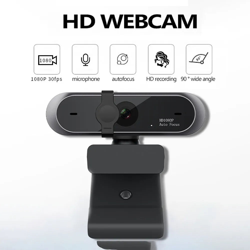 1080P black conference video webcam with 2MP USB 2.0 3.0 sensor for computer video calls