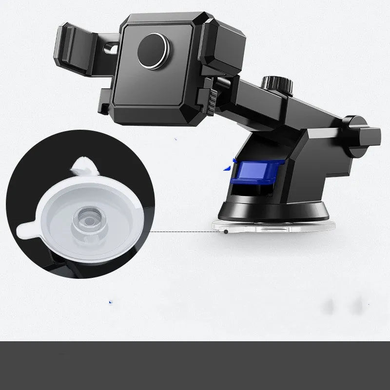 S1 universal car phone holder with suction cup and air outlet mount, retractable clamp, 360 degree rotation, fits phones 59-83mm wide