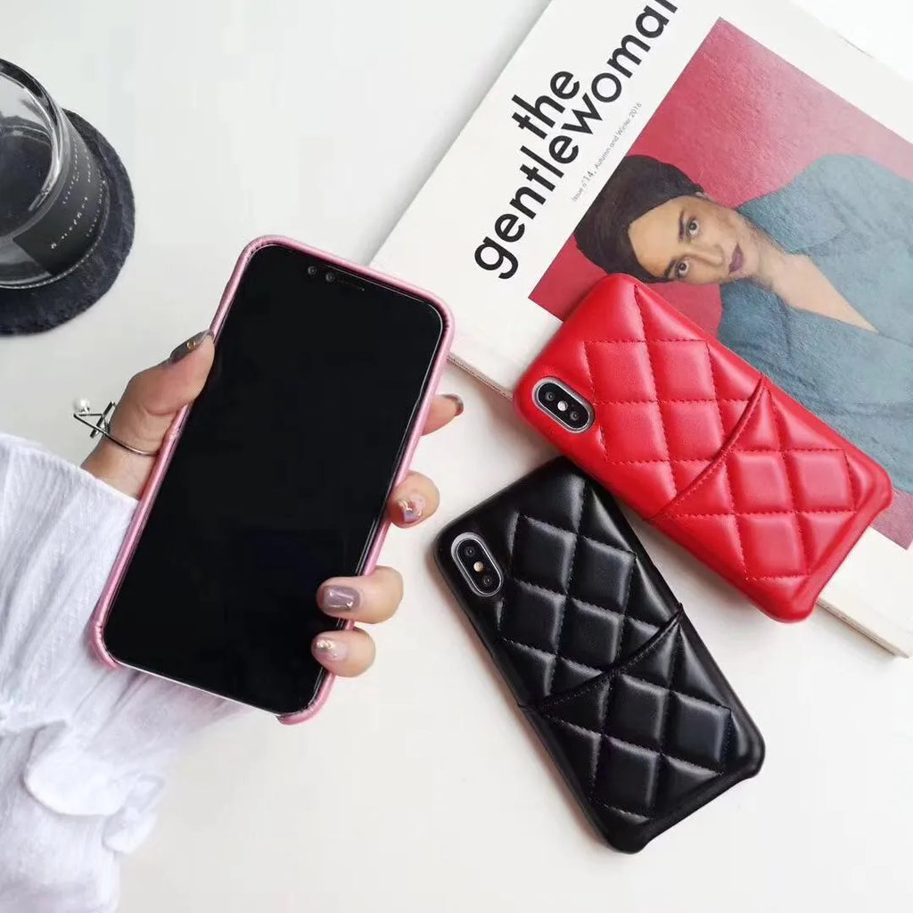 Leather mobile phone case compatible with iPhone XS Max in black, pink or red colour