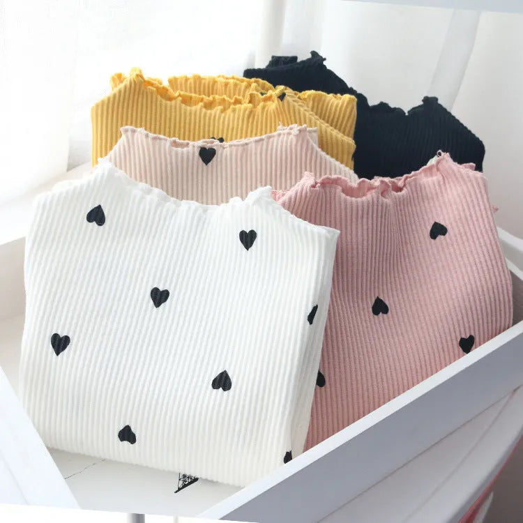 Children's cotton long-sleeved T-shirt bottoming shirt in beige, pink, black, white, or yellow, sizes 90cm to 130cm