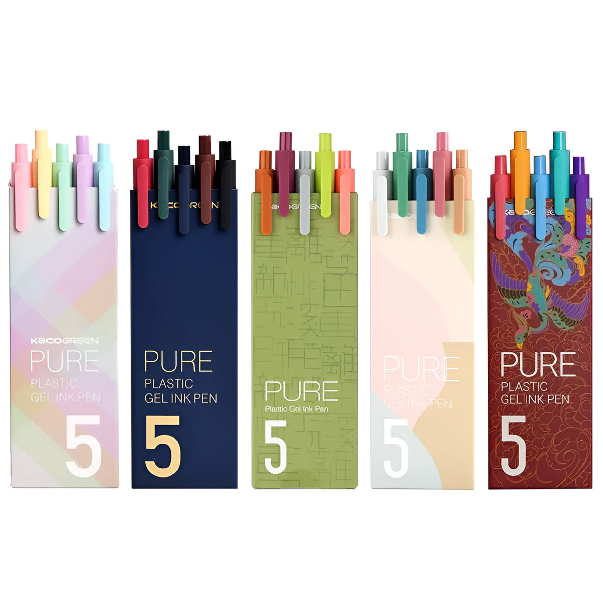 0.5mm colour gel pen set with plastic shell and ABS handle in five-piece colour boxes