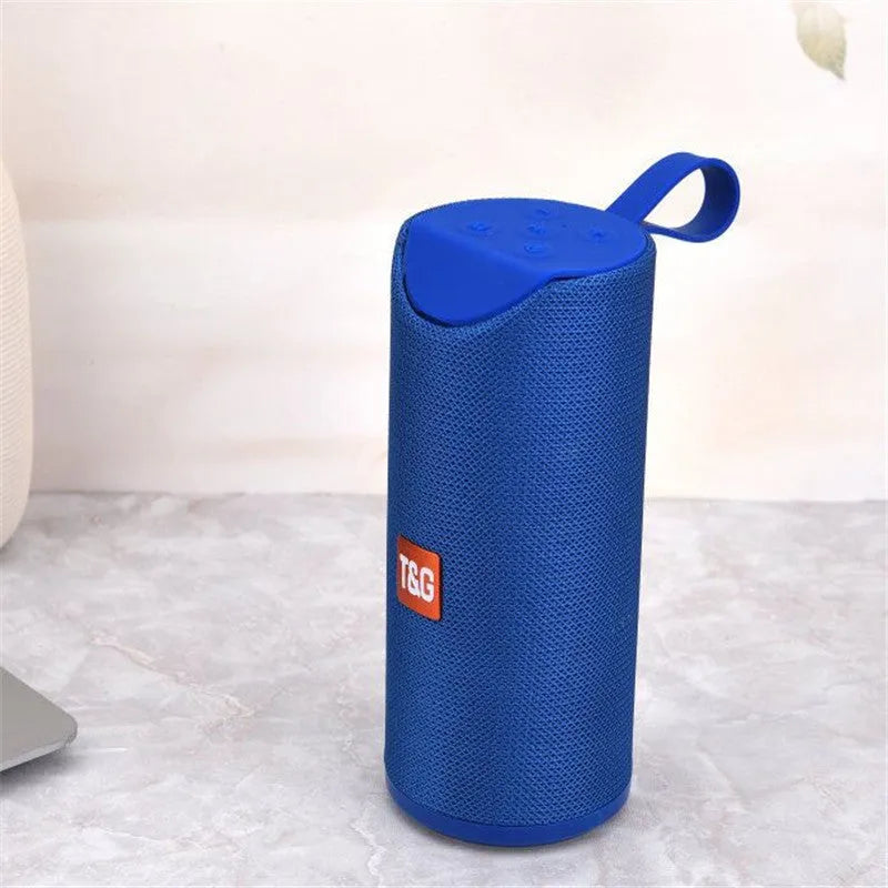 Portable Bluetooth speaker with 5W output, USB interface, and TF card support, shown in black