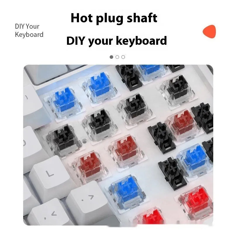 Small 61-key wired mechanical keyboard with hot-swappable sockets in blue and white colour scheme