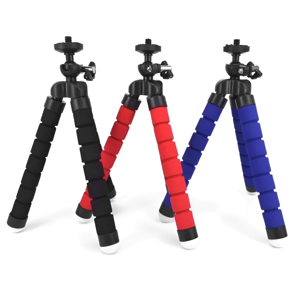 Black flexible octopus tripod with wrapped legs and standard camera mount screw