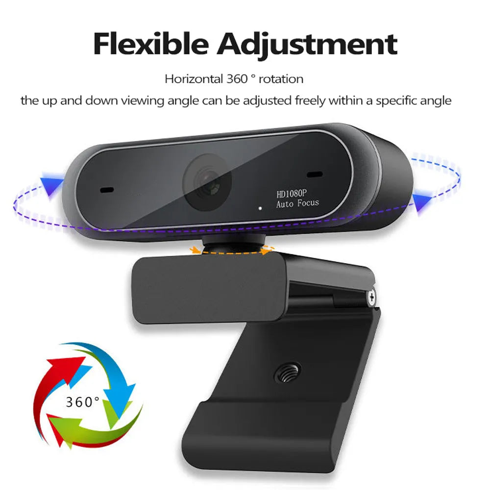 1080P black conference video webcam with 2MP USB 2.0 3.0 sensor for computer video calls
