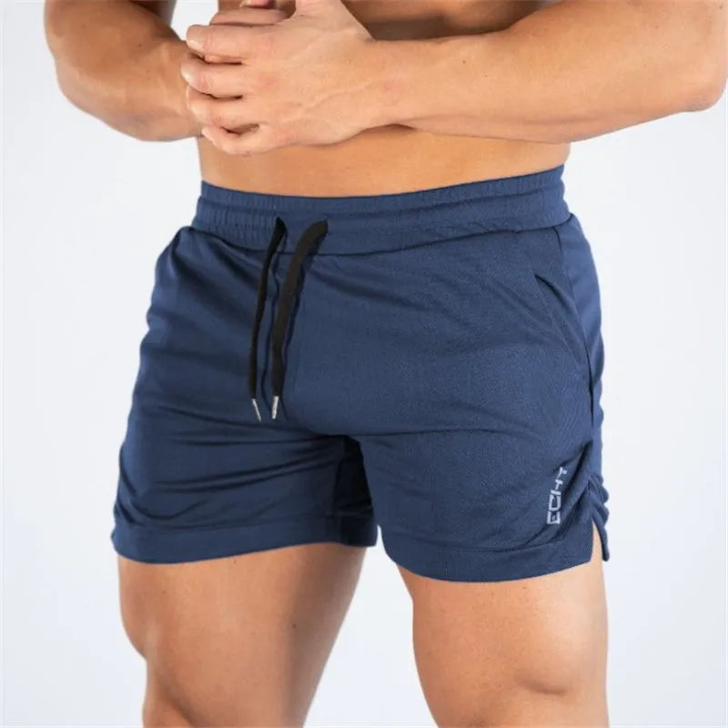Men quick dry fitness bodybuilding shorts in black polyester blend side view