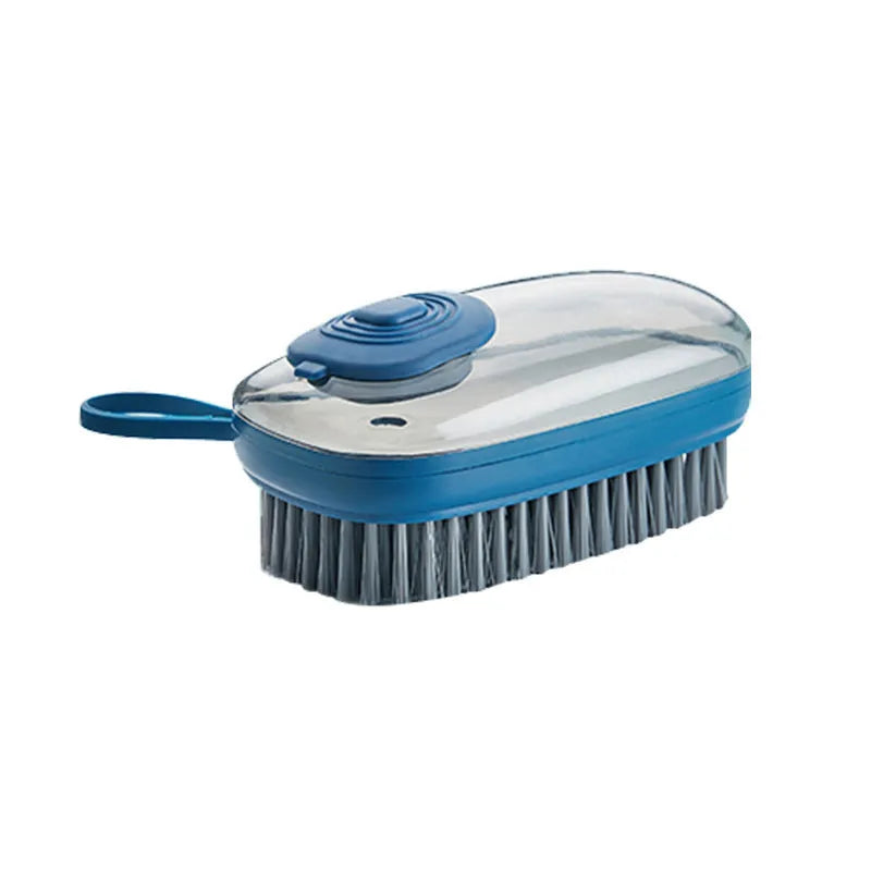 Blue automatic liquid cleaning brush with ergonomic grip for shoes and household laundry