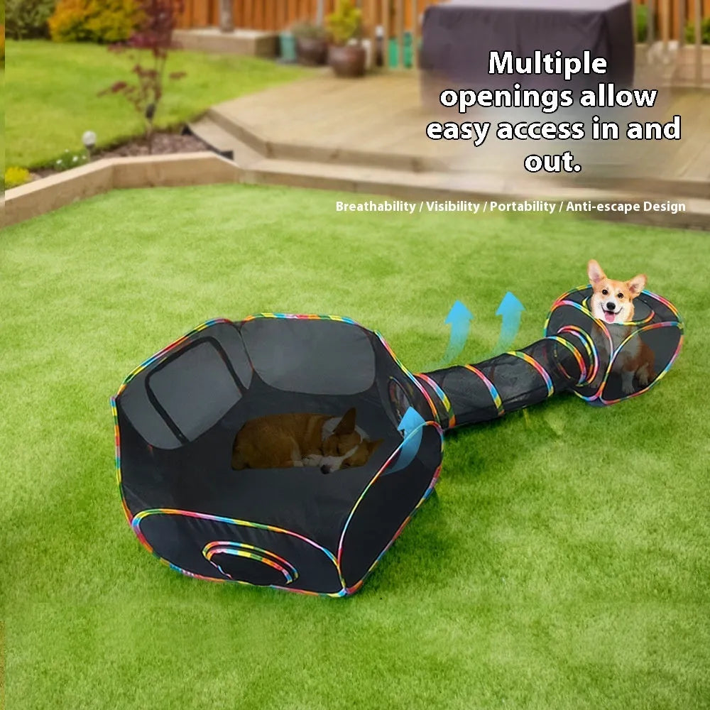 Foldable mesh cat roll cage showing hexagonal, long straight, square, tee, and tent style options