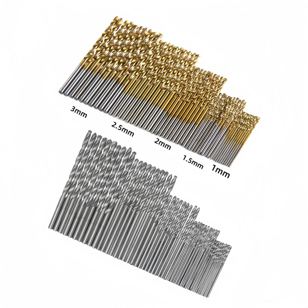 50 piece twist drill set 1-3mm high speed steel titanium plated woodworking opening tool