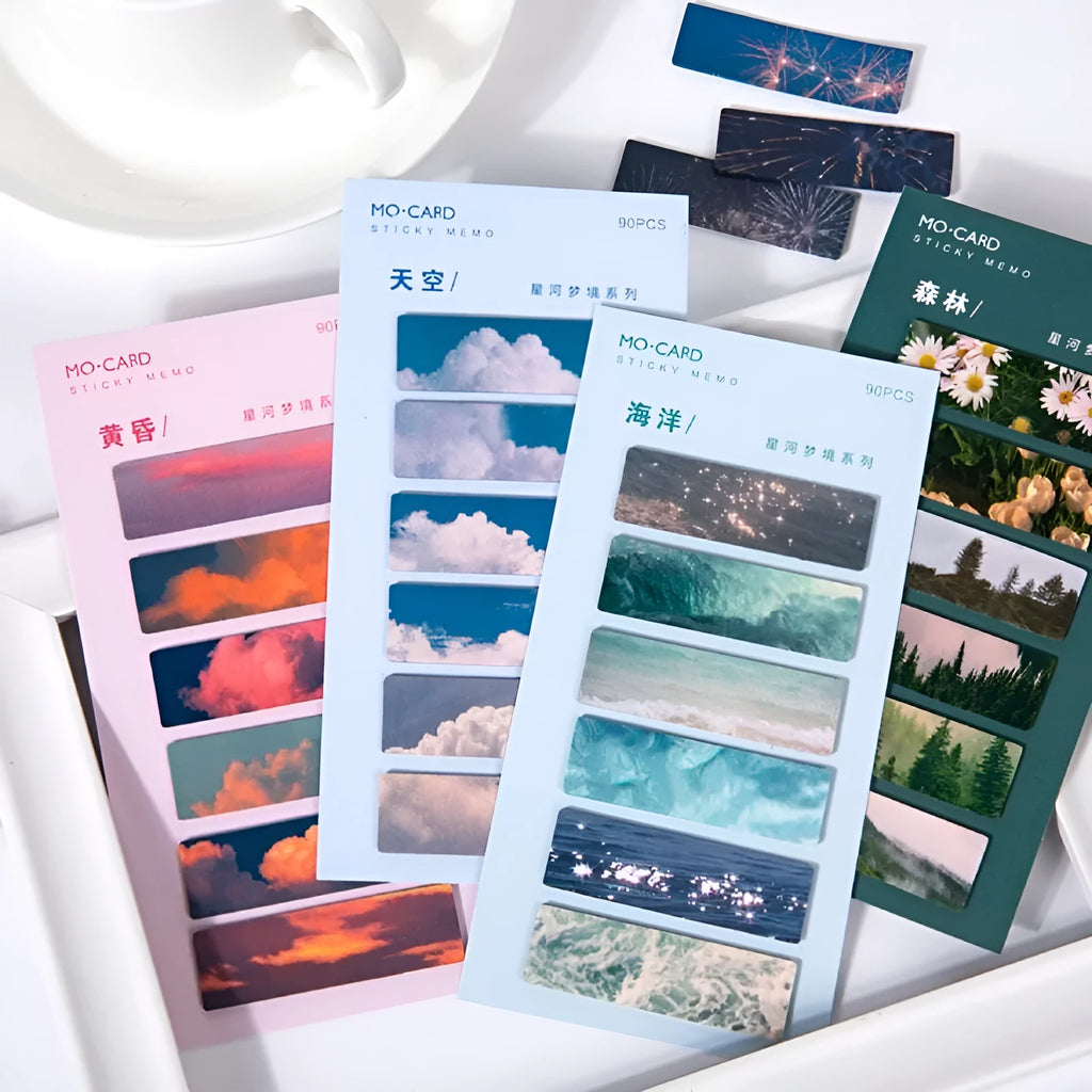 90 laminated PET plastic note cards in six nature colours for astronomy observations