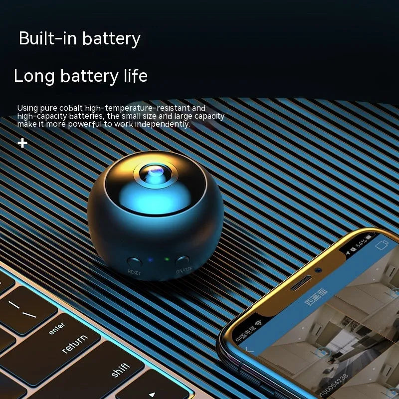 White 1080p wireless WIFI surveillance camera with a compact ABS housing and lens.