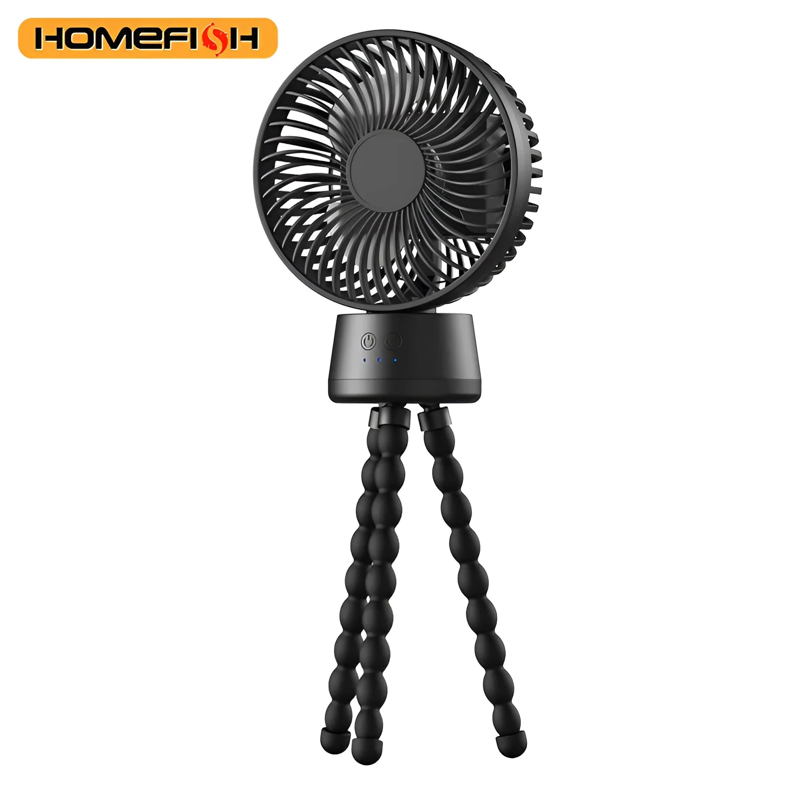 HOMEFISH F2 automatic shake head portable fan with LED light on a detached bracket