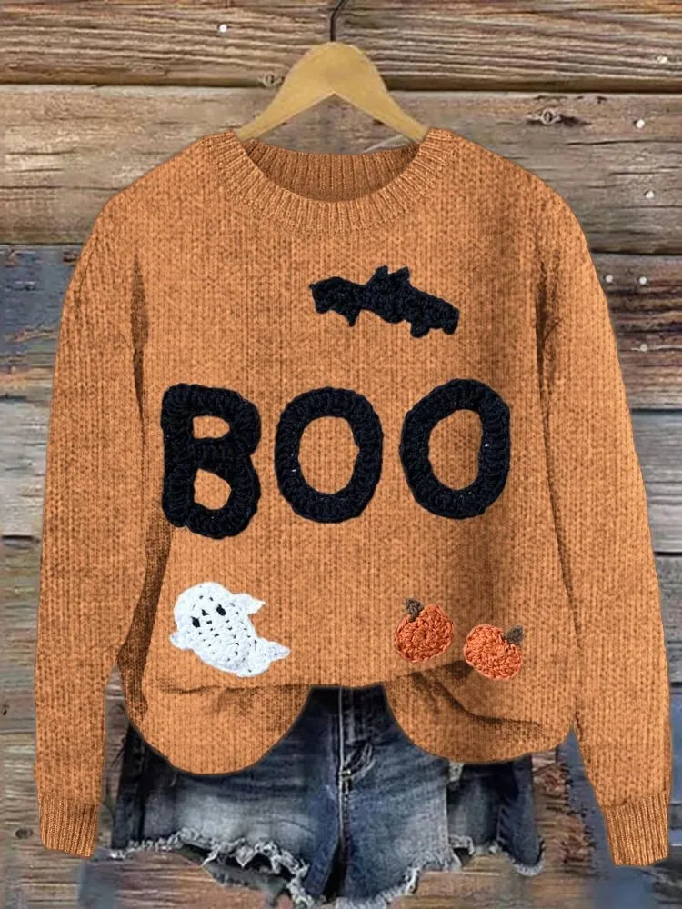 Digital printing fashion round neck women's sweater with 3D effect pattern