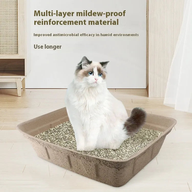 Brown disposable waterproof cat litter box with environmentally friendly degradable materials in three size options