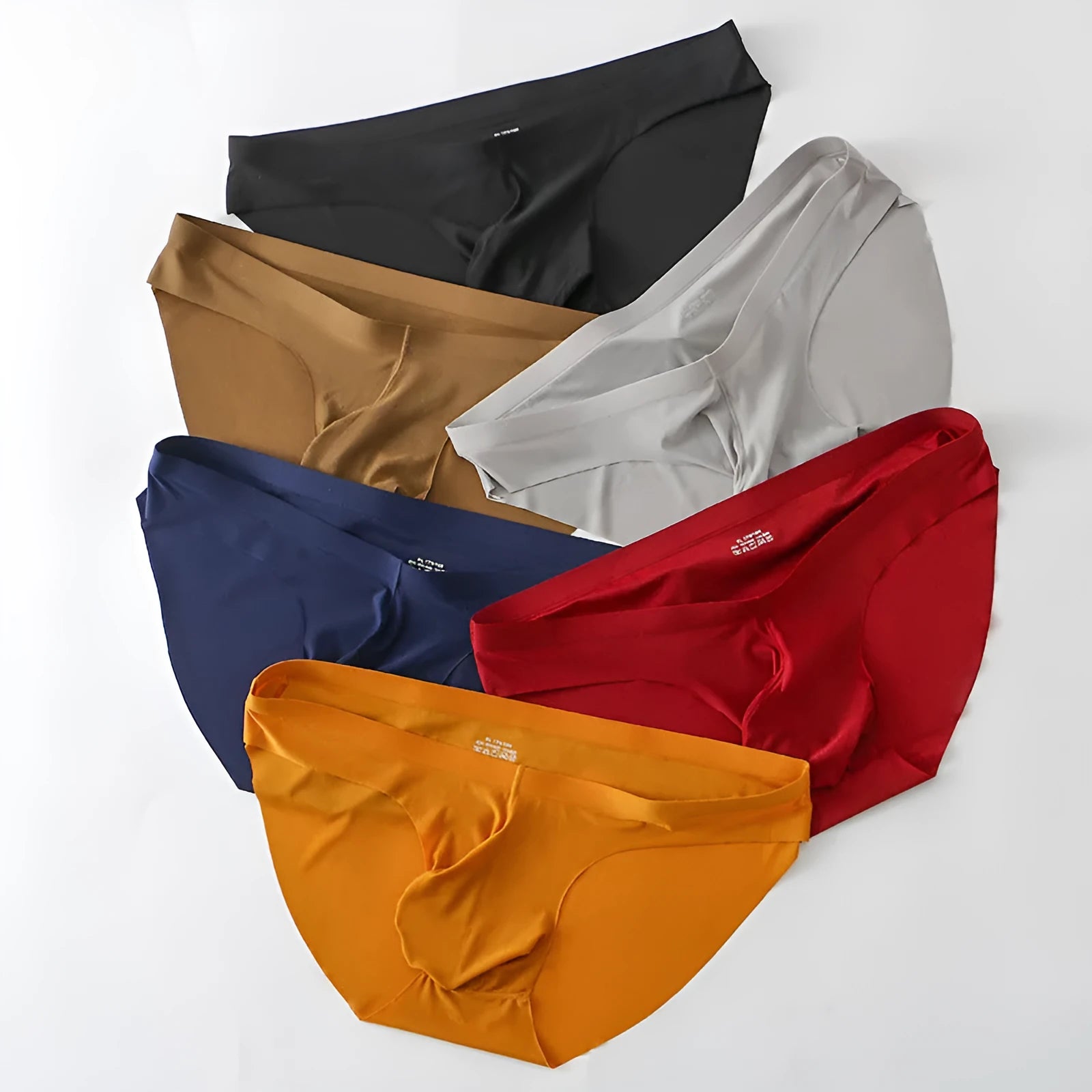 Men's ice silk seamless briefs with bullet separation pouch in multiple colour options
