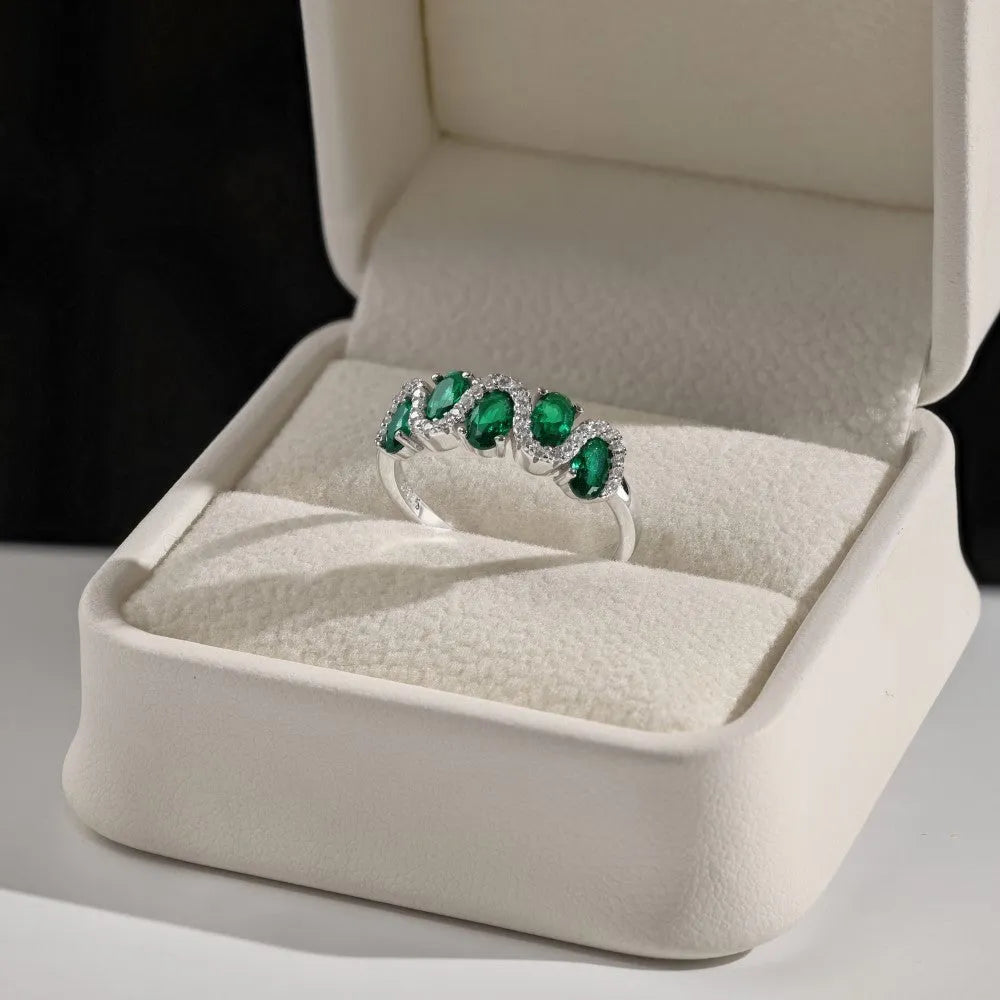 S925 sterling silver oval twisted ring with zircon inlay, women's geometric ring, size No.7, silver colour