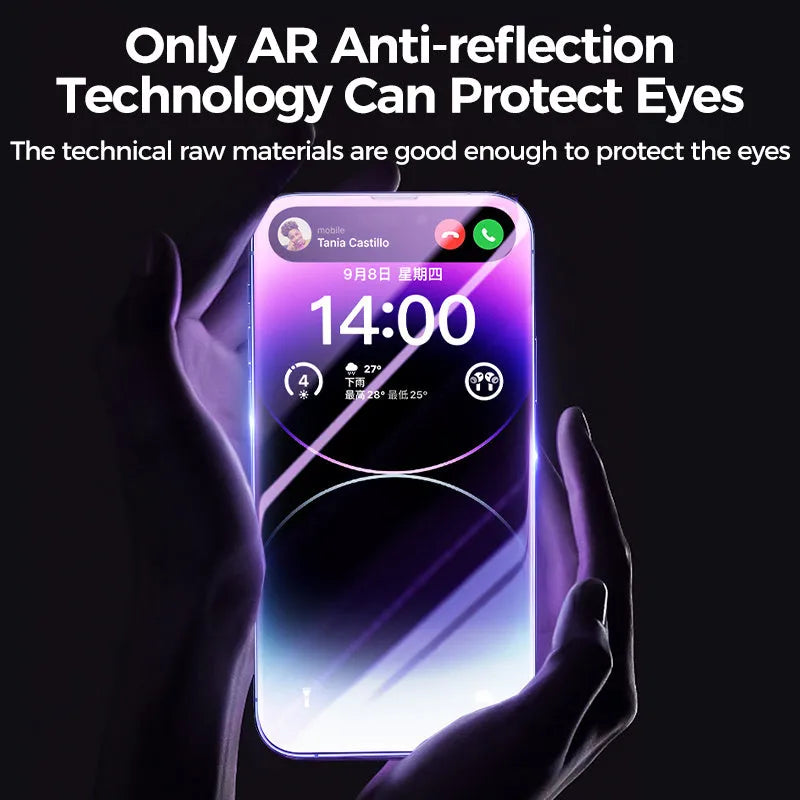Tempered glass screen protector for iPhone with anti-fingerprint and anti-drop features, ultra-smooth surface