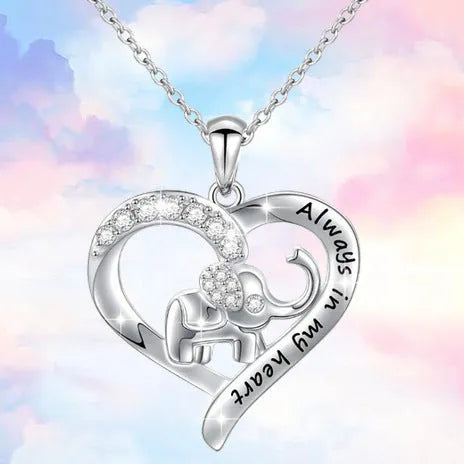 Silver alloy elephant pendant necklace with personalised letter, women's jewellery