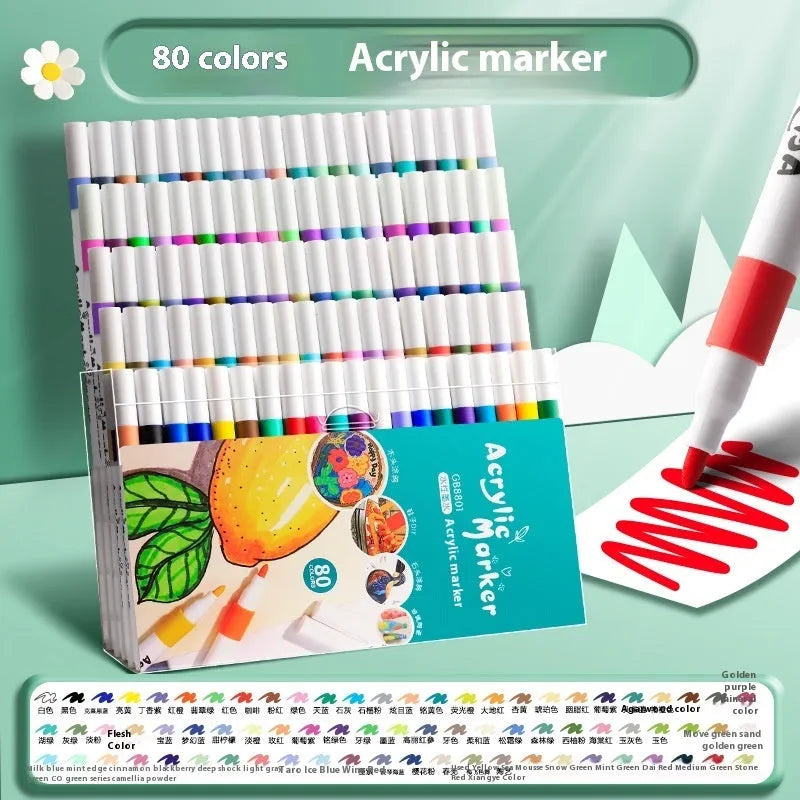 True Colour acrylic marker pen set in multicolour assortment with plastic nibs for student painting