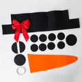 DIY Christmas snowman decoration set non-woven craft kit with hat bow and rounds on white background