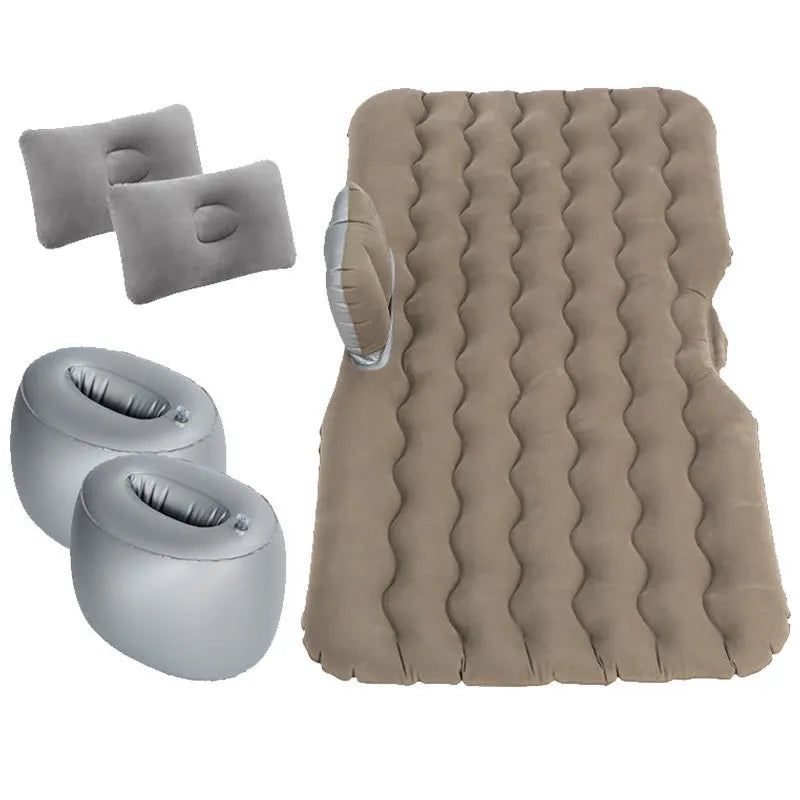 Blue car inflatable mattress made of flocking cloth with two pillows, 135x70cm size