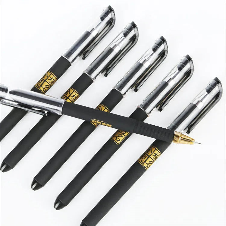 8 carbon black gel pens with plastic barrels and assorted needle and bullet tips