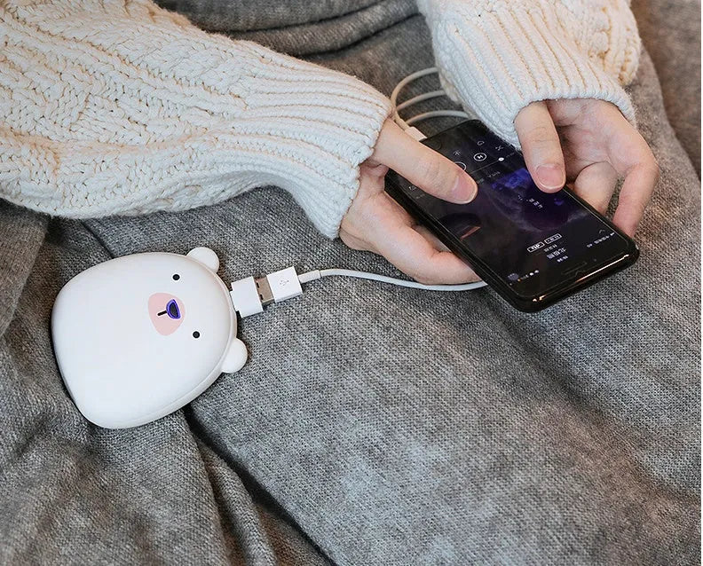 Cartoon penguin polar bear design USB rechargeable electric hand warmer with power bank feature