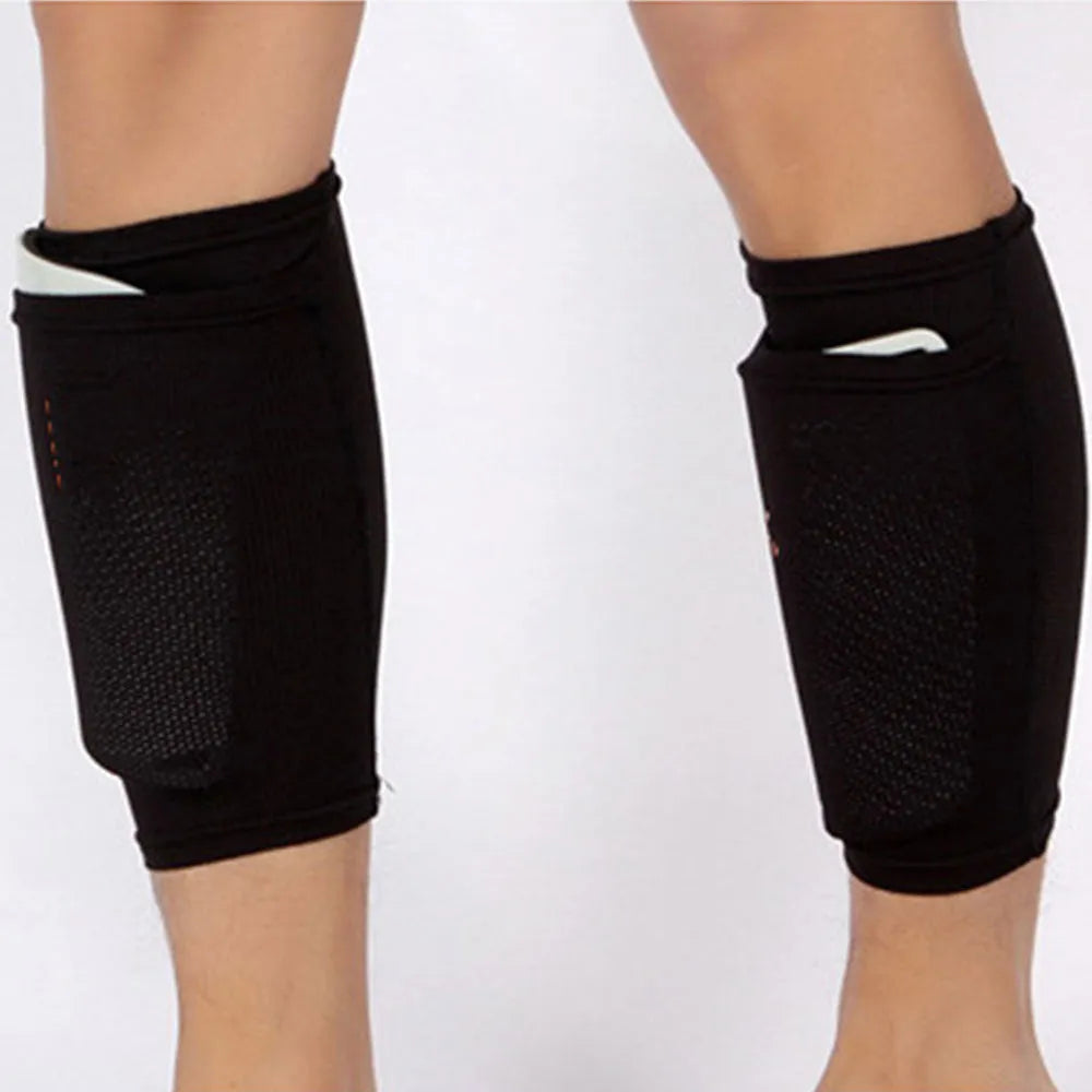 Football flapper leg guard 22cm shin pad sleeve in black or white with fixed plate