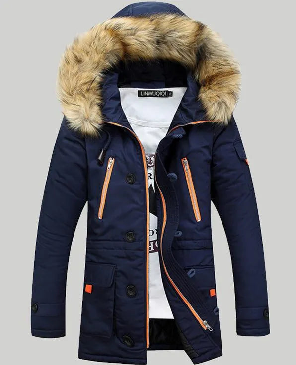 Padded winter hooded zip jacket in nylon fabric, plain style, colour Army Green