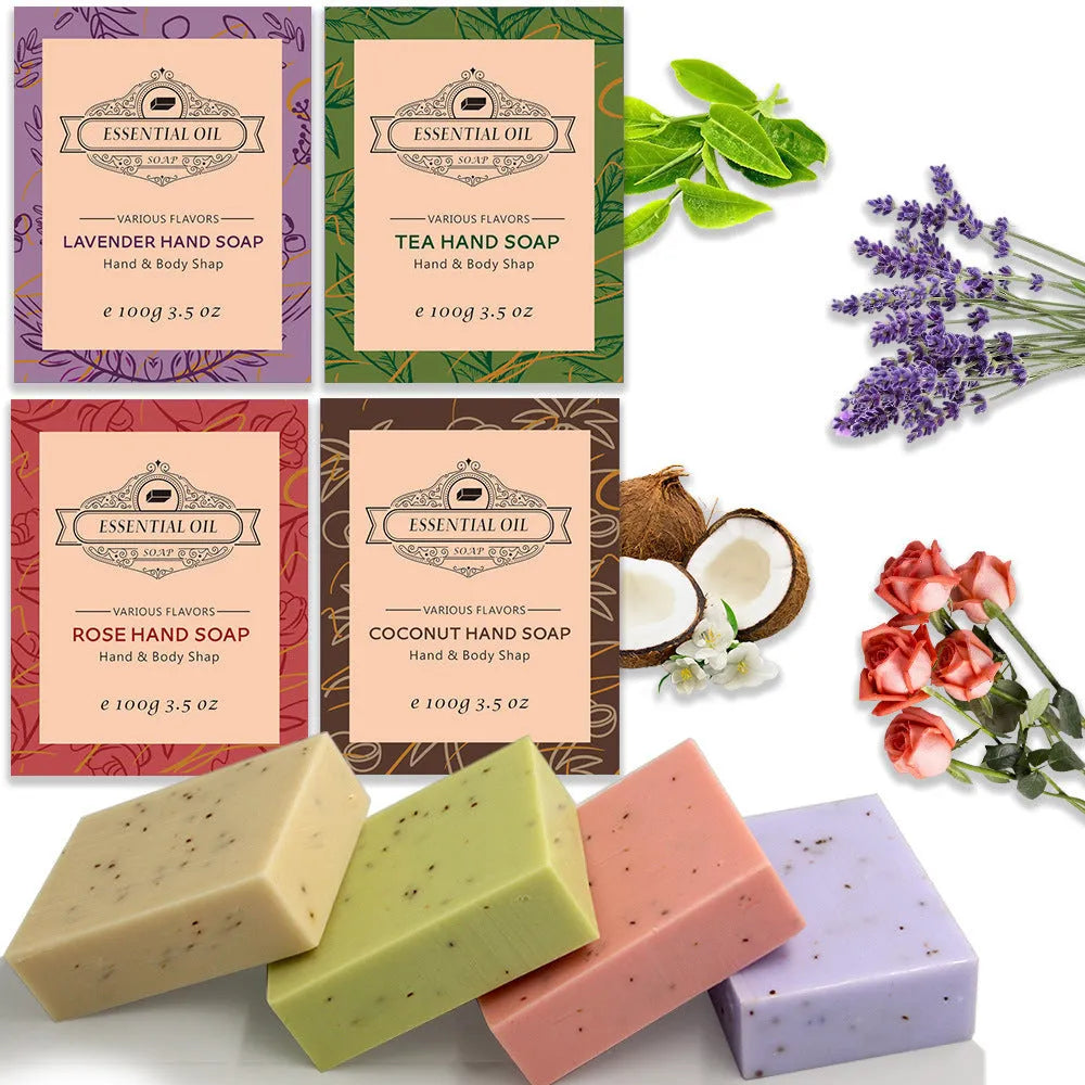 Handmade essential oil soap bar with frosted texture in 100g size for bathing and hand washing