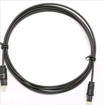 OD2.2 digital optical Toslink audio cable with black PVC sheath and clear connectors.