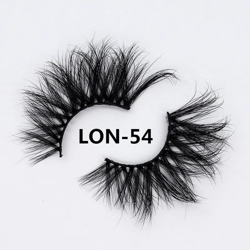 25MM3D mink false eyelashes in 25mm length on a white background showing soft 3D volume