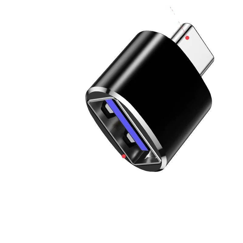 Type-C USB OTG adapter for smartphones and tablets in black, silver, and gold colour options