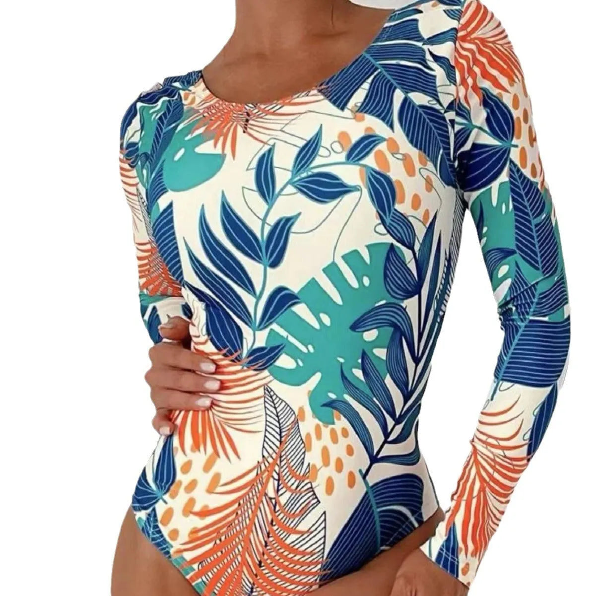 Women's floral print one-piece swimsuit with a split backless design in a selection of colours.