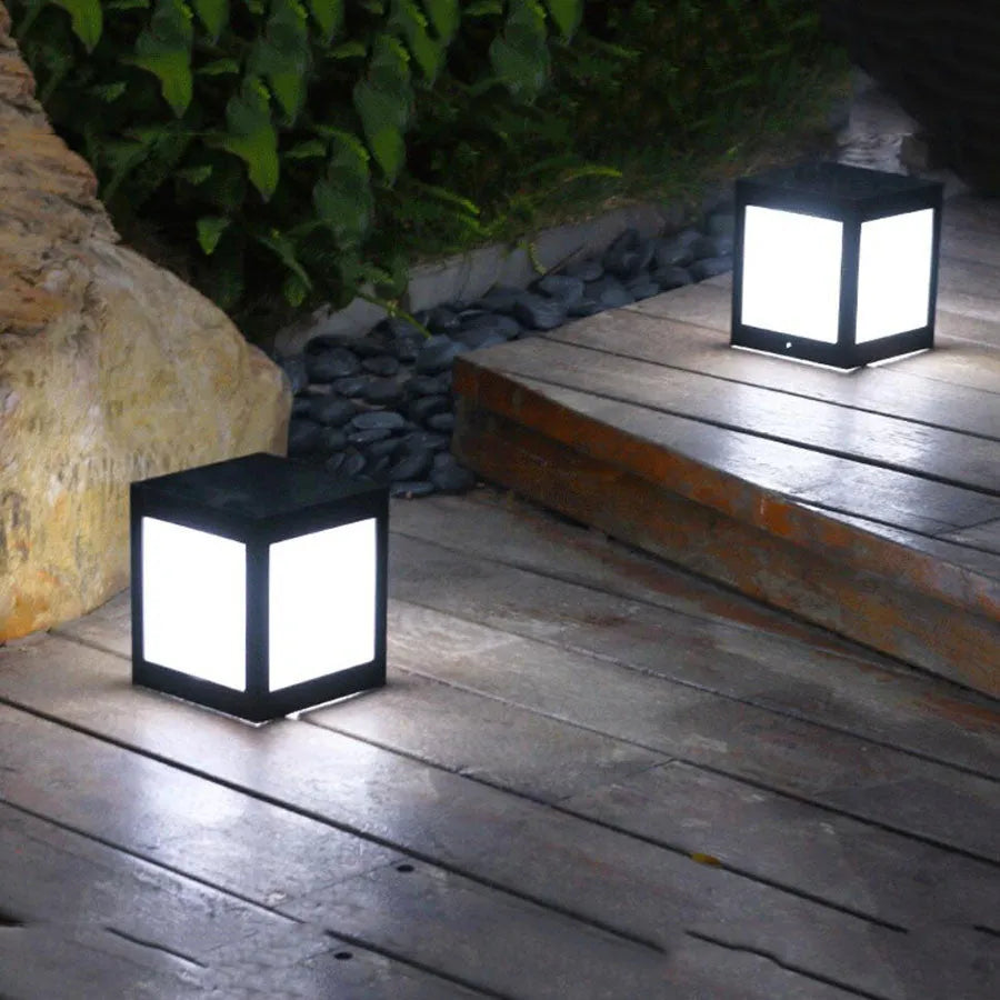Solar-powered waterproof garden lights with LED illumination for outdoor landscape use