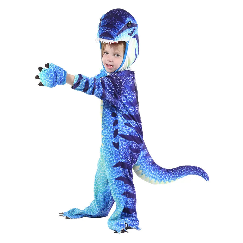 Children's Triceratops dinosaur Halloween costume jumper in polyester fabric, available in multiple colours and sizes