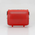 Portable metal subwoofer speaker with button controls in black, blue, golden, red, or silver colour options